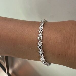 silver arrow rhinestone link tennis bracelet vintage estate arm candy | Avon